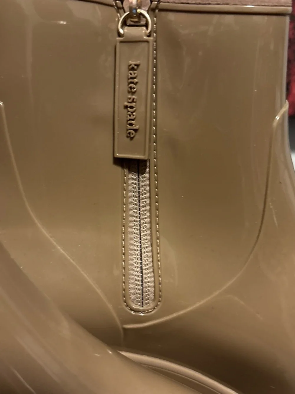 Kate Spade Women’s Chunky Heel Ankle Rain Boots in Tan